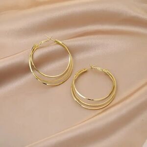 Triple Hoop Earrings, 18k Gold Plated